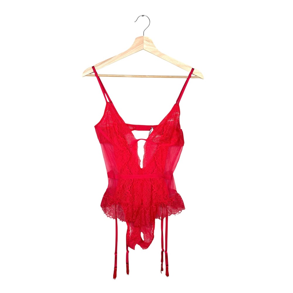 Victoria's Secret‎ Red Lace Crotchless Teddy Size Medium